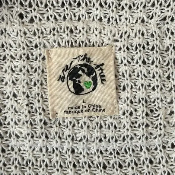 We The Free - Free People Chelsea Cardi - Cream Black Gray  - Size Large EUC - Picture 8 of 10
